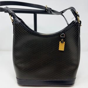Dooney & Bourke Black and Gold Perforated Shoulder Bag
